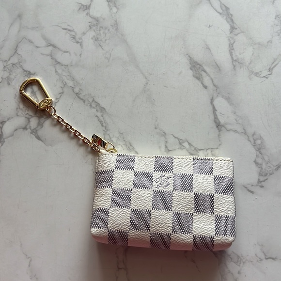 designer dupe Handbags - Damier Azur Checkered Key and Card Holder Wallet